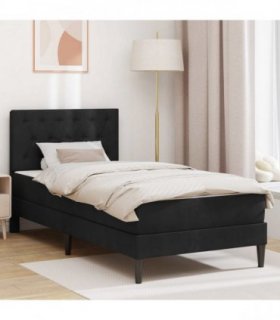 vidaXL Bed Frame with Mattress Black 90 x 190 cm Velvet