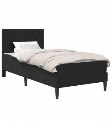 vidaXL Bed Frame with Mattress Black 90 x 190 cm Velvet