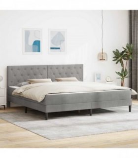 vidaXL Bed Frame with Mattress Light Grey 180 x 200 cm Velvet