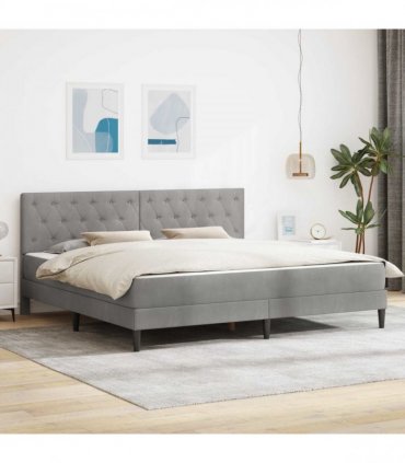 vidaXL Bed Frame with Mattress Light Grey 180 x 200 cm Velvet