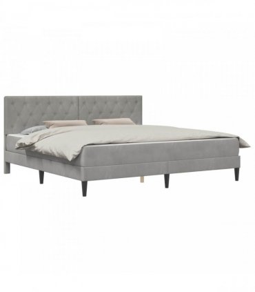 vidaXL Bed Frame with Mattress Light Grey 180 x 200 cm Velvet