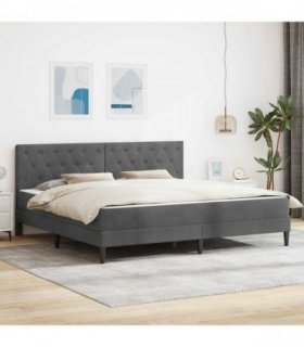 vidaXL Bed Frame with Mattress Dark Grey 180 x 200 cm Velvet