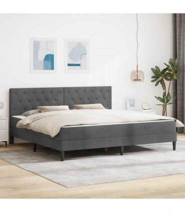 vidaXL Bed Frame with Mattress Dark Grey 180 x 200 cm Velvet