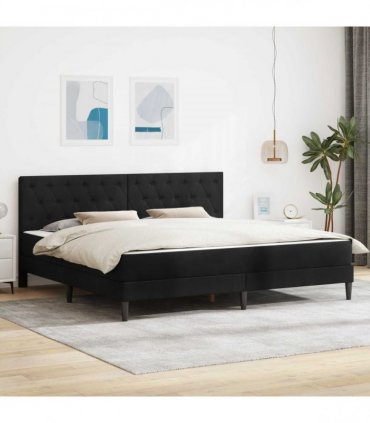 vidaXL Bed Frame with Mattress Black 180 x 200 cm Velvet