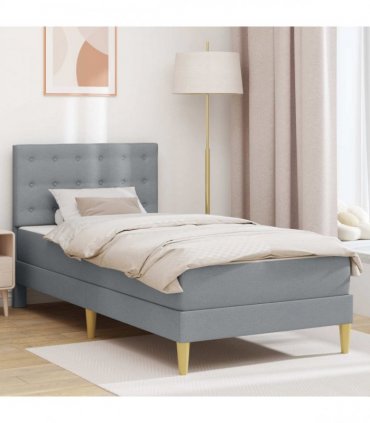 vidaXL Bed Frame with Mattress Light Grey 90 x 190 cm Fabric