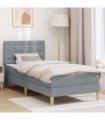 vidaXL Bed Frame with Mattress Light Grey 90 x 190 cm Fabric