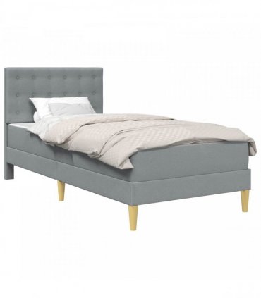 vidaXL Bed Frame with Mattress Light Grey 90 x 190 cm Fabric