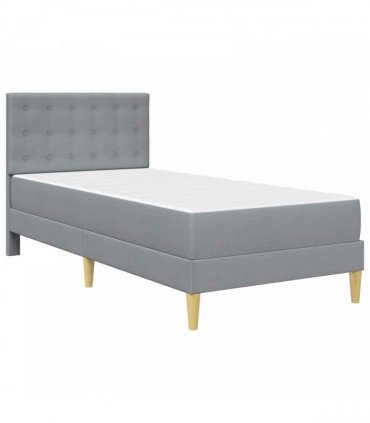 vidaXL Bed Frame with Mattress Light Grey 90 x 190 cm Fabric