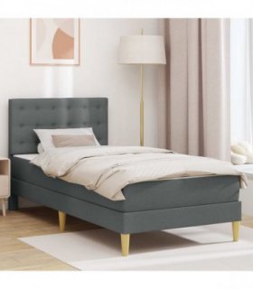 vidaXL Bed Frame with Mattress Dark Grey 90 x 190 cm Fabric