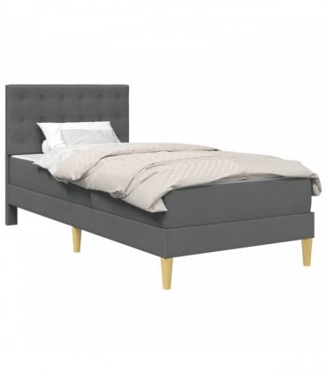 vidaXL Bed Frame with Mattress Dark Grey 90 x 190 cm Fabric
