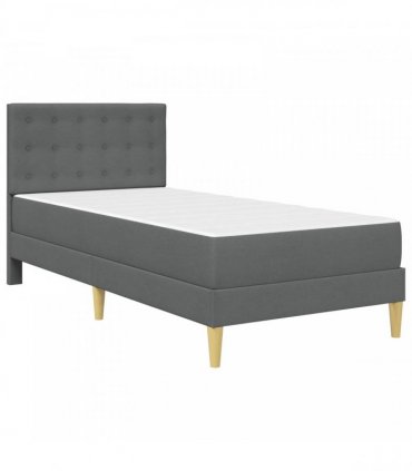 vidaXL Bed Frame with Mattress Dark Grey 90 x 190 cm Fabric