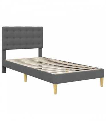 vidaXL Bed Frame with Mattress Dark Grey 90 x 190 cm Fabric