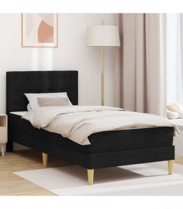 vidaXL Bed Frame with Mattress Black 90 x 190 cm Fabric