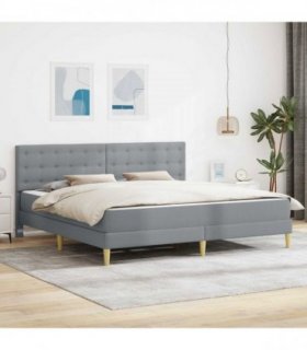 vidaXL Bed Frame with Mattress Light Grey 180 x 200 cm Fabric
