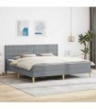 vidaXL Bed Frame with Mattress Light Grey 180 x 200 cm Fabric