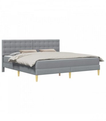 vidaXL Bed Frame with Mattress Light Grey 180 x 200 cm Fabric