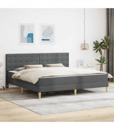 vidaXL Bed Frame with Mattress Dark Grey 180 x 200 cm Fabric
