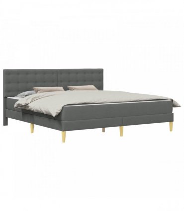 vidaXL Bed Frame with Mattress Dark Grey 180 x 200 cm Fabric