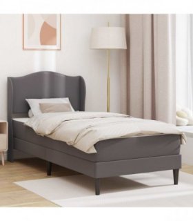 vidaXL Bed Frame with Mattress Grey 90 x 190 cm Faux Leather