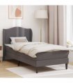 vidaXL Bed Frame with Mattress Grey 90 x 190 cm Faux Leather