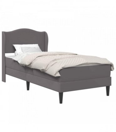 vidaXL Bed Frame with Mattress Grey 90 x 190 cm Faux Leather