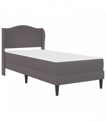 vidaXL Bed Frame with Mattress Grey 90 x 190 cm Faux Leather