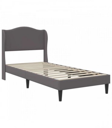 vidaXL Bed Frame with Mattress Grey 90 x 190 cm Faux Leather