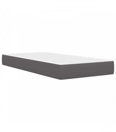 vidaXL Bed Frame with Mattress Grey 90 x 190 cm Faux Leather