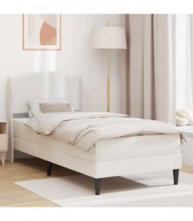 vidaXL Bed Frame with Mattress White 90 x 190 cm Faux Leather