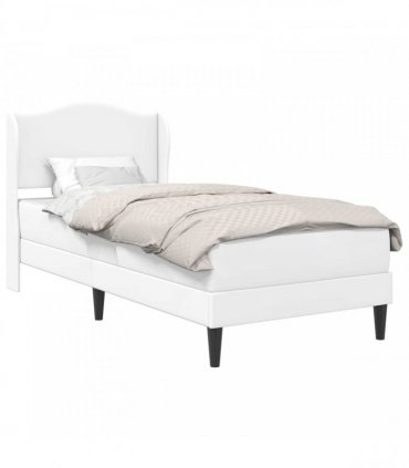 vidaXL Bed Frame with Mattress White 90 x 190 cm Faux Leather