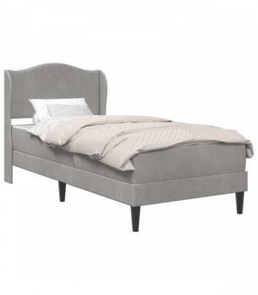 vidaXL Bed Frame with Mattress Light Grey 90 x 190 cm Velvet