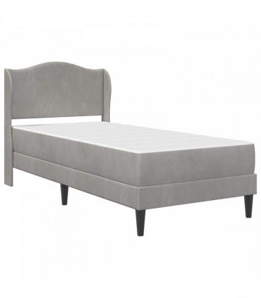 vidaXL Bed Frame with Mattress Light Grey 90 x 190 cm Velvet