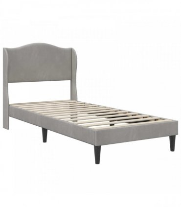 vidaXL Bed Frame with Mattress Light Grey 90 x 190 cm Velvet