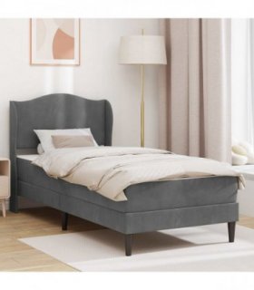 vidaXL Bed Frame with Mattress Dark Grey 90 x 190 cm Velvet