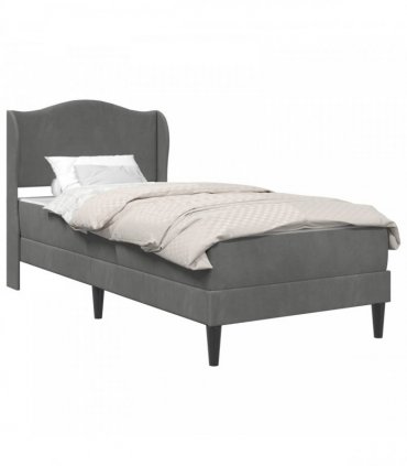 vidaXL Bed Frame with Mattress Dark Grey 90 x 190 cm Velvet