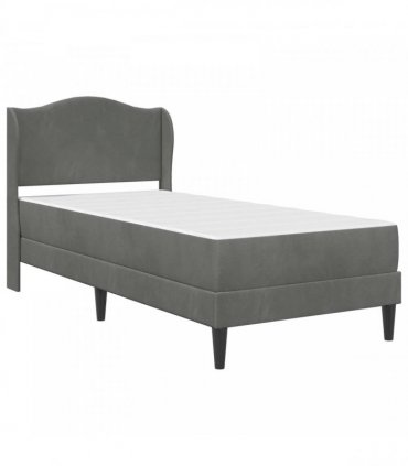 vidaXL Bed Frame with Mattress Dark Grey 90 x 190 cm Velvet