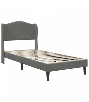 vidaXL Bed Frame with Mattress Dark Grey 90 x 190 cm Velvet