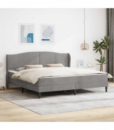 vidaXL Bed Frame with Mattress Light Grey 180 x 200 cm Velvet