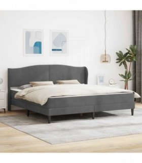 vidaXL Bed Frame with Mattress Dark Grey 180 x 200 cm Velvet