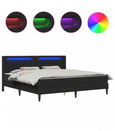 vidaXL Bed Frame with Mattress Black 180 x 200 cm Faux Leather