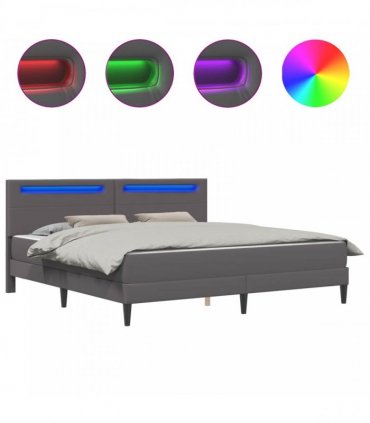 vidaXL Bed Frame with Mattress Grey 180 x 200 cm Faux Leather