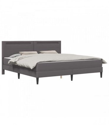 vidaXL Bed Frame with Mattress Grey 180 x 200 cm Faux Leather