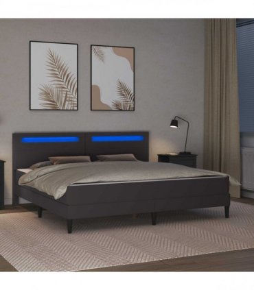 vidaXL Bed Frame with Mattress Grey 180 x 200 cm Faux Leather