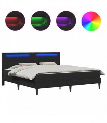 vidaXL Bed Frame with Mattress Black 180 x 200 cm Faux Leather