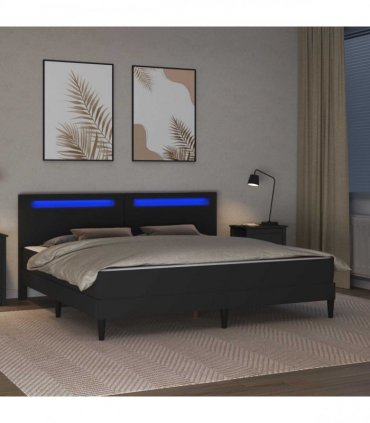 vidaXL Bed Frame with Mattress Black 180 x 200 cm Faux Leather