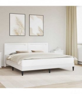 vidaXL Bed Frame with Mattress White 180 x 200 cm Faux Leather