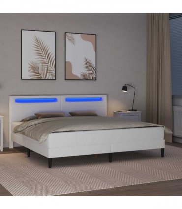 vidaXL Bed Frame with Mattress White 180 x 200 cm Faux Leather