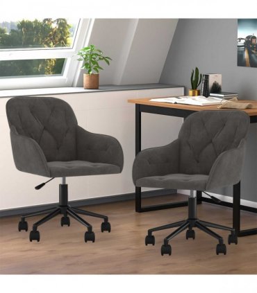 vidaXL Dining Chair 2 pcs Velvet 55 x 59.5 x 77 cm Dark Grey