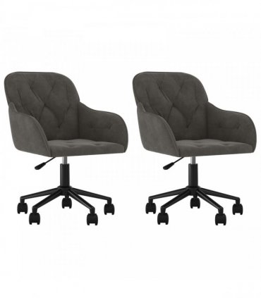 vidaXL Dining Chair 2 pcs Velvet 55 x 59.5 x 77 cm Dark Grey