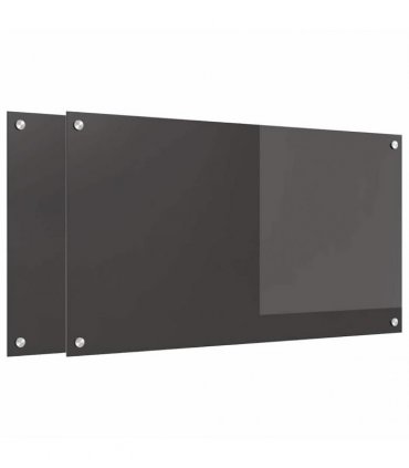 vidaXL Kitchen Backsplash 2 pcs Dark Grey 90 x 50 cm Tempered Glass